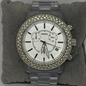 Fossil Women's Silver Crystal-Accent Chronograph Watch